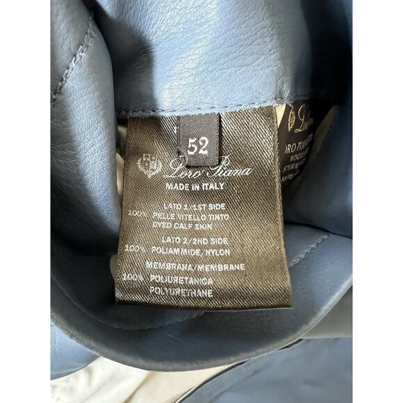 $6,950 MSRP Loro Piana Bomber Windleather Reversible Blue & Ivory Size 52 IT - Picture 11 of 14